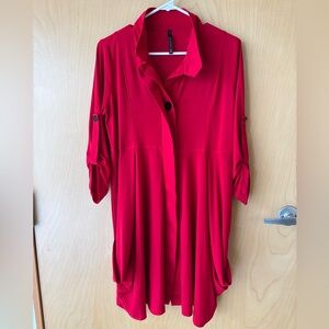 IC by Connie K Women's Red Button-Up Dress Tunic